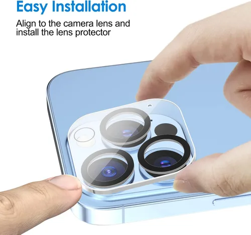 Vista 4 de JETech Protector de lente de cámara para iPhone 13 Pro Max de 6.7 pulgadas y iPhone 13 Pro de 6.1 pulgadas, vidrio templado 9H, transparente HD