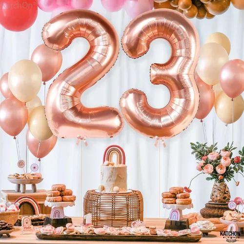 Vista 7 de KatchOn, Globos de oro rosa del 2 p de 40 pulgadas, 23 para decoraciones de cumpleaños número 23 y aniversario de mujer