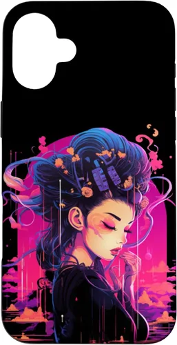 Vista 22 de iPhone 16 Japanese Geisha Retro Anime Cyberpunk Manga Synthwave Artsy Case
