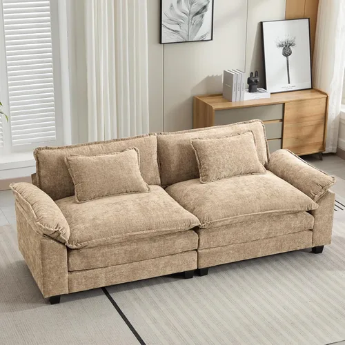 Vista 84 de Oprisen Sofá Seccional Modular, Cómodo Cloud Couch Sofá Seccional, Sofá Cama de Chenilla con Asiento Profundo con Almohadas Decorativas para Sala