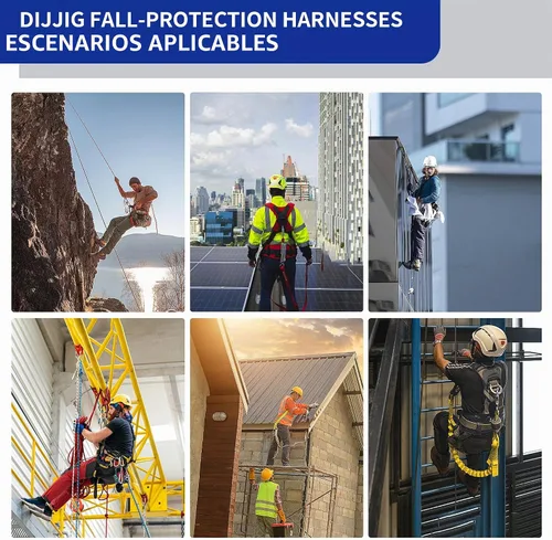 Vista 8 de DIJJIG Arnés de Seguridad de Protección Corporal Completa con Ajuste de 5 Puntos, Seguro y Cómodo, Posicionamiento de Construcción, Correas