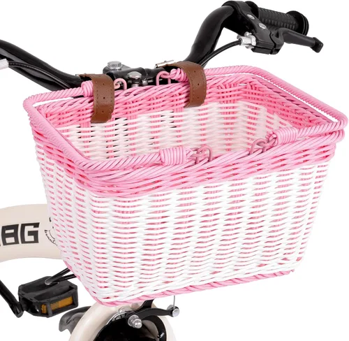 Vista 15 de Cesta de bicicleta para niños, canasta delantera para bicicleta para niños, pequeña cesta de mimbre para niños y niñas, cesta pequeña de mimbre