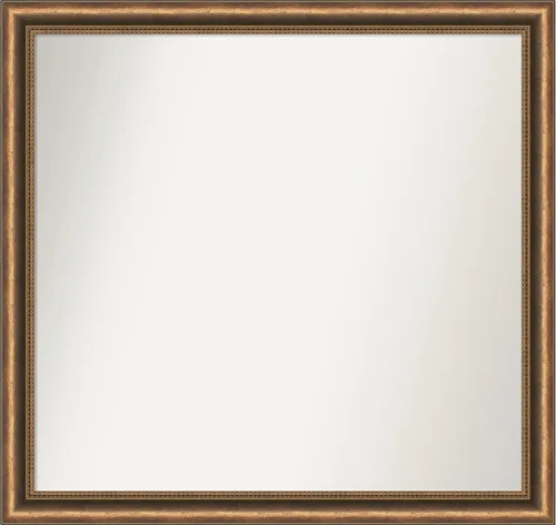 Vista 221 de Amanti Art Espejo de baño de bronce para sobre fregadero, 24 x 24 pulgadas, espejo de tocador cuadrado estrecho de bronce Manhattan, marco de madera