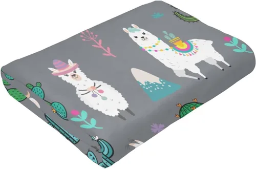 Vista 6 de Manta de franela suave y cálida con diseño de llama alpaca, manta de cama de franela de forro polar, regalo para niños, niñas, adultos o silla