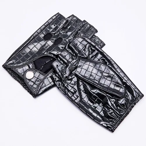 Vista 3 de YISEVEN Guantes de cuero sin dedos para conducir en motocicleta sin forro
