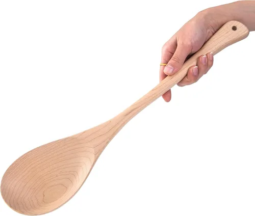 Vista 11 de 2PSC Cucharas de cocina de madera, cuchara de madera de 14 pulgadas para cocinar, mezclar ensalada o sopa, utensilios de cocina antiadherentes