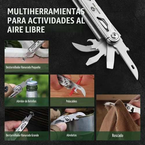 Vista 5 de Mossy Oak - Cuchillo multiherramienta plegable de bolsillo 12 en 1 con funda, cuchillo multiherramienta de acero inoxidable con clip, herramientas