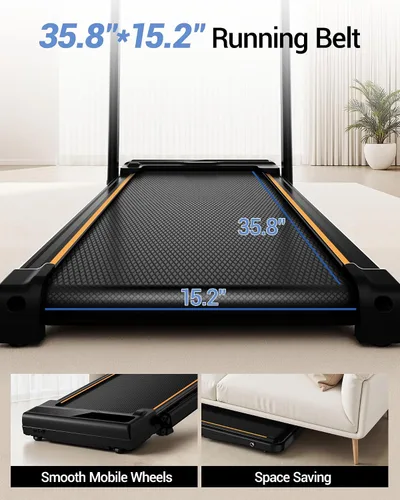 Vista 8 de 16% Incline Walking Pad Treadmills for Home Small, 4-in-1 Under Desk Treadmill with Handles, Foldable Treadmill with 2.5 HP Quiet Brushless, 330 LBS