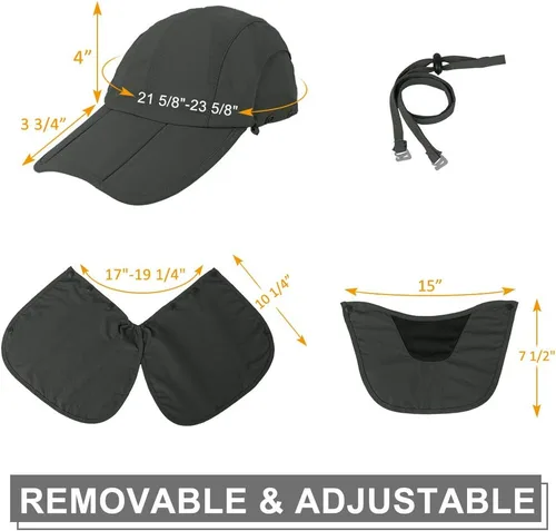 Vista 3 de Gorra plegable para el sol, sombreros de pesca, protección UPF 50+ con solapa para el cuello