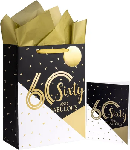 Vista 11 de WRAPAHOLIC Bolsa de regalo de cumpleaños grande de 13 pulgadas con tarjeta y papel de seda - 13 cumpleaños