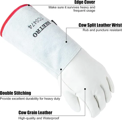 Vista 8 de BEETRO - Guantes anticongelantes de -292℉/-180℃ o superior para manejo de hielo seco, nitrógeno líquido, esponja e interior de algodón