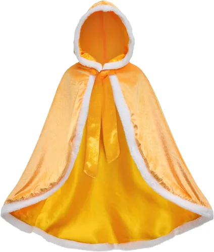 Vista 3 de Party Chili Fur Princess Hooded Cape Cloaks Costume for Girls Dress Up