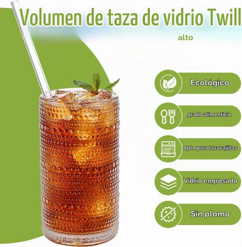 Vista 7 de Juego de 6 vasos de beber transparentes con tallo y pajitas (Juego de 12 vasos transparentes), 16 onzas