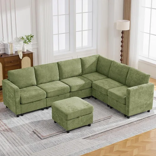 Vista 53 de WUTUTUEE Sofá biplaza modular de 58 pulgadas, sofá biplaza moderno de 2 plazas con almacenamiento, sofá modular de felpilla para sala de estar, Beige