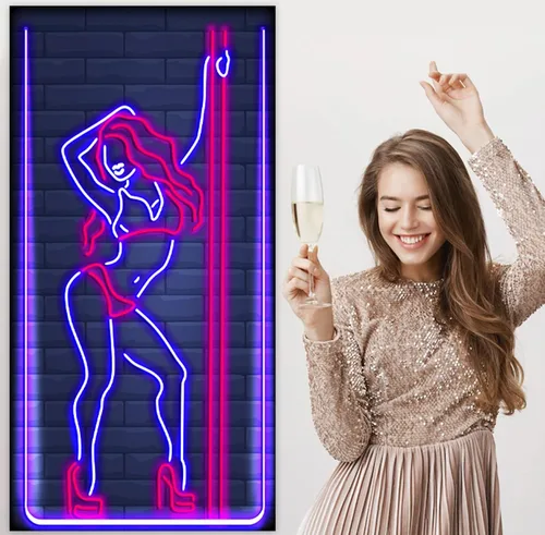 Vista 6 de Letrero de neón para bailar con poste, decoración temática de baile para despedida de soltera, despedida de soltera, fiesta de cumpleaños, fiesta