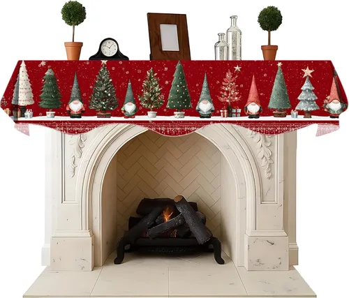 Vista 8 de Bufanda para repisa de chimenea de Navidad 178 x 43 cm, cubierta decorativa para bufanda de repisa de chimenea, decoración para la parte superior