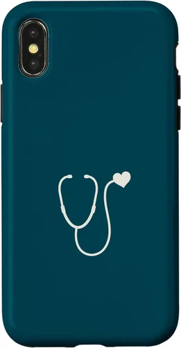 Vista 5 de iPhone 16 Dark Peacock Blue - Estuche para estetoscopio de corazón para enfermera o médico