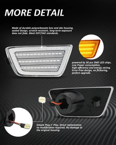Vista 2 de Ensemble de luces de marcador lateral LED Bestview, lámparas de señal de estacionamiento para parachoques delantero compatibles para Chevy Cruze
