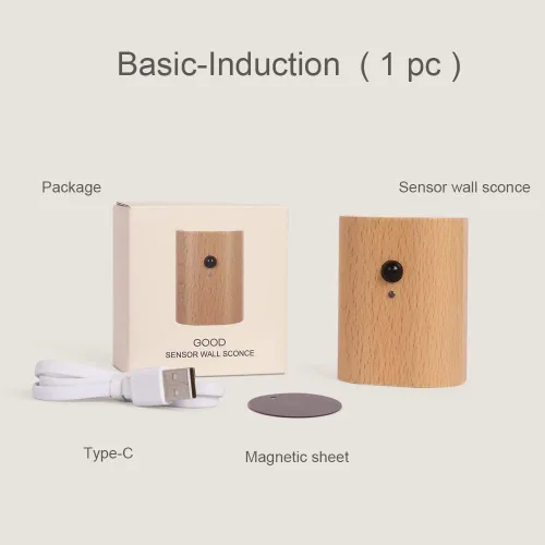 Vista 7 de Aplique de pared con sensor LED de diseño moderno pasillo USB C recargable, luz nocturna cálida instalación magnética para pasillos, dormitorios