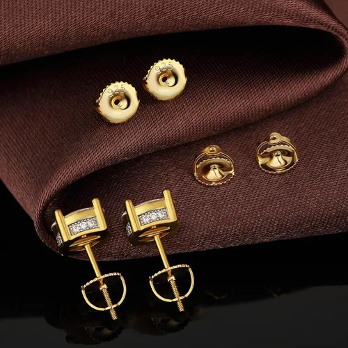 Vista 2 de DELECOE 2 pares de aretes de oro con tornillo para poste roscado de 0.032"/20 calibre, repuestos de aretes de plata de ley chapados en oro de 14