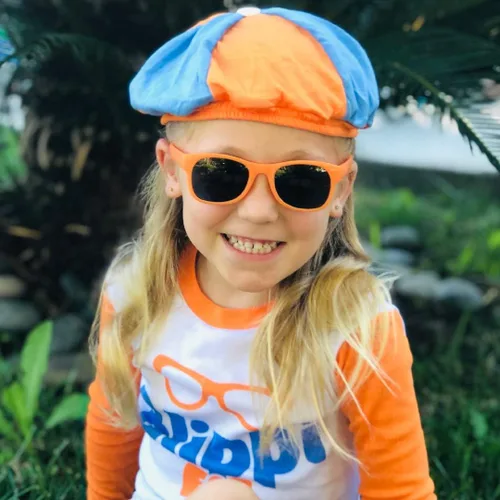 Vista 4 de Gafas de sol Blippi Indestructible, polarizado, naranja para niños con lente negra
