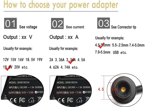 Vista 5 de Cargador adaptador de 45 W 65 W Ac 4.5 0.118 in compatible con Dell Inspiron 13 14 15,3000 5000 7000 Latitude 3320 3330 3340 3420 3430 3435 3440