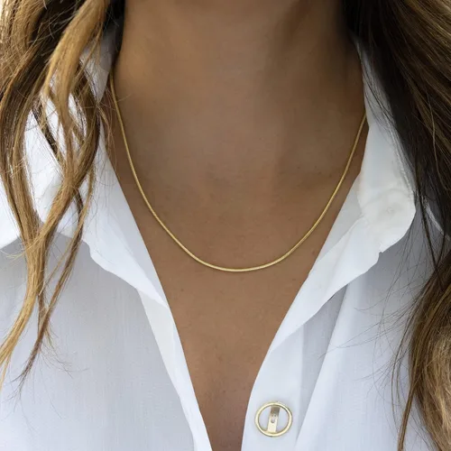 Vista 7 de DEARMAY 14K Gold Necklaces for Women, Dainty Layered Gold Herringbone Choker Necklace for Women Thin Chunky Snake Chain Necklaces Jewelry for Teen