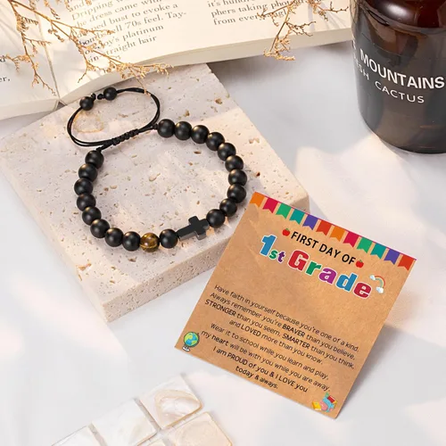 Vista 4 de ORISPRE Pulsera de cruz para hombre, regalo para hombre, para hijo, nieto, papá, marido, padrino, hombres, cumpleaños, graduación, jubilación