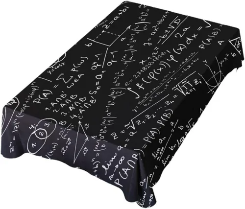 Vista 8 de YETTASBIN Mantel cuadrado creativo negro matemático, impermeable, resistente a las manchas, a las arrugas, lavable, de poliéster, para picnic, cena