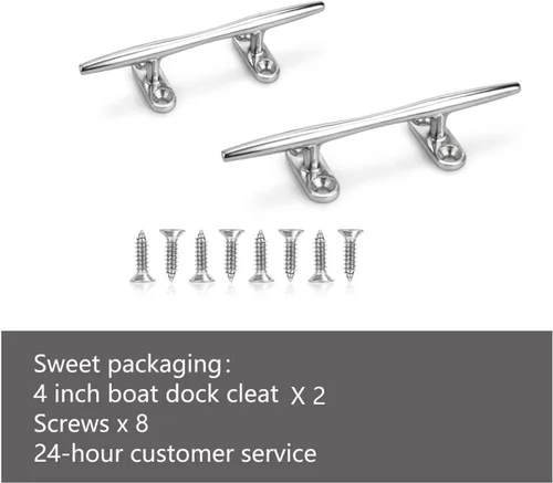 Vista 7 de Boat Dock Cleat 4"/5"/6", Boat Cleat Open Base, Marine Heavy Duty 316 Stainless Steel with 8 Pcs Screws