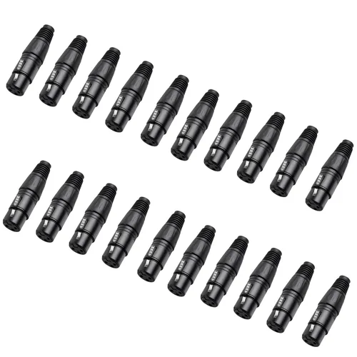 Vista 10 de Paquete de 10 conectores XLR, 5 pares XLR de 3 pines macho/hembra, conector de cable de micrófono de audio, conector de audio, 3 pines XLR, extremos