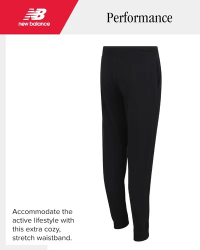 Vista 25 de New Balance Pantalones deportivos para niña, forro polar de mezcla de algodón suave con cordón y bolsillos (tallas 8-16)