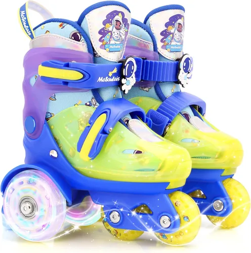 Vista 8 de Patines de Sirena para Niñas, MoSoulais 4 Tamaños Ajustables con Ruedas Iluminadas para Niños Pequeños, Patines para Mujeres Principiantes
