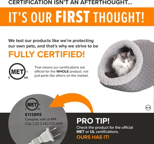 Vista 5 de K&H Pet Products Cama térmica para gatos, cueva térmica para gatos grandes, cama climatizada para mascotas para perros y gatos, tienda de campaña
