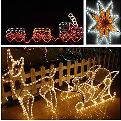 Vista 6 de Luces de cuerda LED de 100 pies para exteriores, 720 luces LED de tubo flexibles y conectables con 8 modos, iluminación LED impermeable para jardín