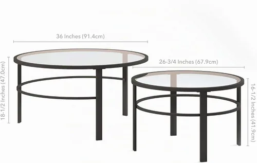 Vista 3 de Henn&Hart Mesa de centro moderna de 36", color negro