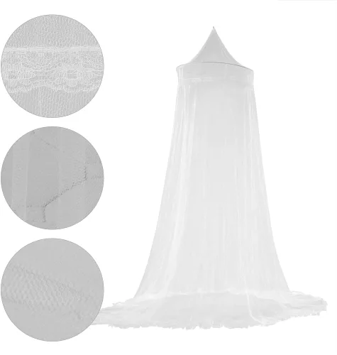 Vista 6 de Toldo de cama para niños, red de cama transpirable (blanco)