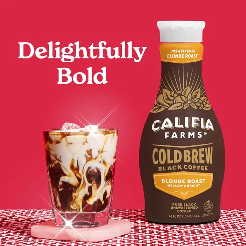 Vista 3 de Califia Farms - Café de especialidad Pure Black Blonde Roast Cold Brew, 48 onzas líquidas, 100% Arabica, base vegetal, vegano, sin gluten, sin OMG