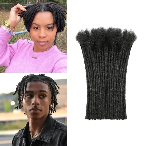 Vista 14 de Extensiones de cabello humano Loc de 0.2 cm de ancho, 4 pulgadas, 30 hebras, negro natural 100% completamente hechas a mano, extensiones