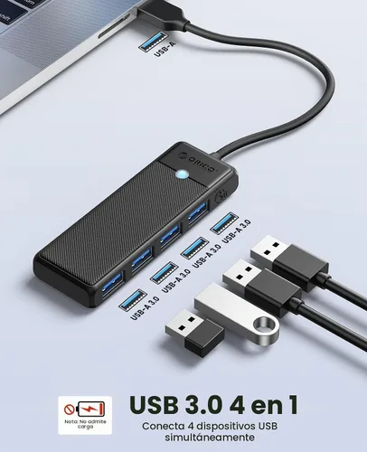 Vista 2 de ORICO Hub USB 3.0, concentrador USB de 4 puertos con cable de 6 pies de largo, divisor USB ultra delgado para laptop MacBook Pro, iMac, Surface Pro
