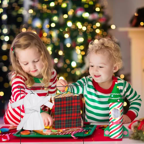 Vista 2 de Liitrsh Juego de 8 accesorios de elfo de Navidad con cohete, saco de dormir de Navidad, suéter, albornoz, orejeras, bufanda, columpio, hamaca