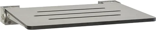 Vista 13 de Seachrome Asiento de ducha plegable Silhouette Slimline de 18 pulgadas, para montaje en pared, asiento rústico de teca con marco plateado