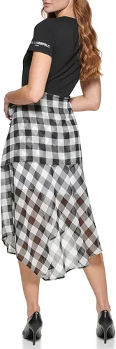 Vista 3 de Karl Lagerfeld Paris Maxi con logotipo de crepe martillado para mujer