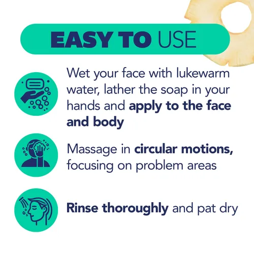 Vista 5 de Asepxia Jabón en barra, limpiador facial exfoliante no abrasivo con enzima de piña natural y extracto de agave, limpiador facial purificador