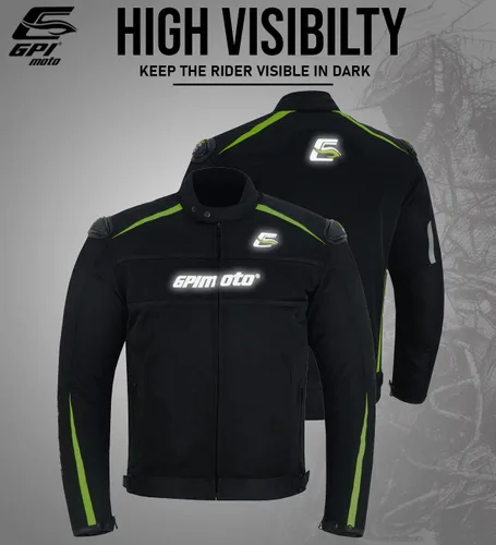 Vista 4 de GPI MOTO Chaqueta de motocicleta de malla para hombre - Chaqueta de motocicleta de verano Cordura 600D, armadura CE, hombreras - Sin forro térmico
