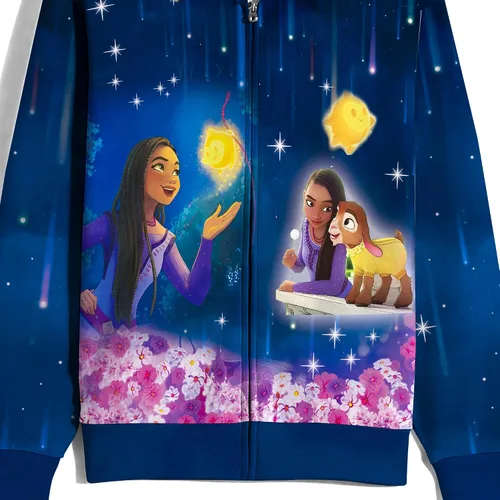 Vista 2 de Poterloy Sudadera con capucha Asha Princess para niñas, adecuada para otoño e invierno, talla 3-12 años