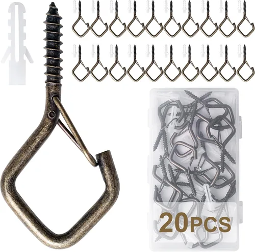 Vista 16 de CADONO 30 PCS Ganchos Colgantes de Copa con Tornillo con Hebilla de Seguridad, Ganchos de Tornillo a Prueba de Viento Perfectos para Colgar Luces