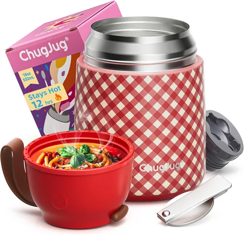Vista 9 de Termo de sopa de 15 onzas para comida caliente para niños, tarro de comida aislado con cuchara, recipiente térmico para almuerzo, boca ancha vacío