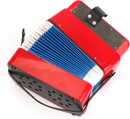 Vista 5 de Tosnail Acordeón pequeño, botones de 10 teclas de control de instrumentos musicales para principiantes de aprendizaje, rojo