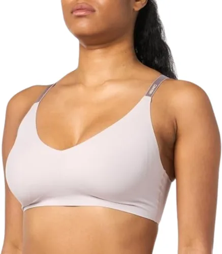 Vista 11 de Calvin Klein Women's Invisibles Comfort Lightly Lined Seamless Wireless Triangle Bralette Bra Crema Amatista